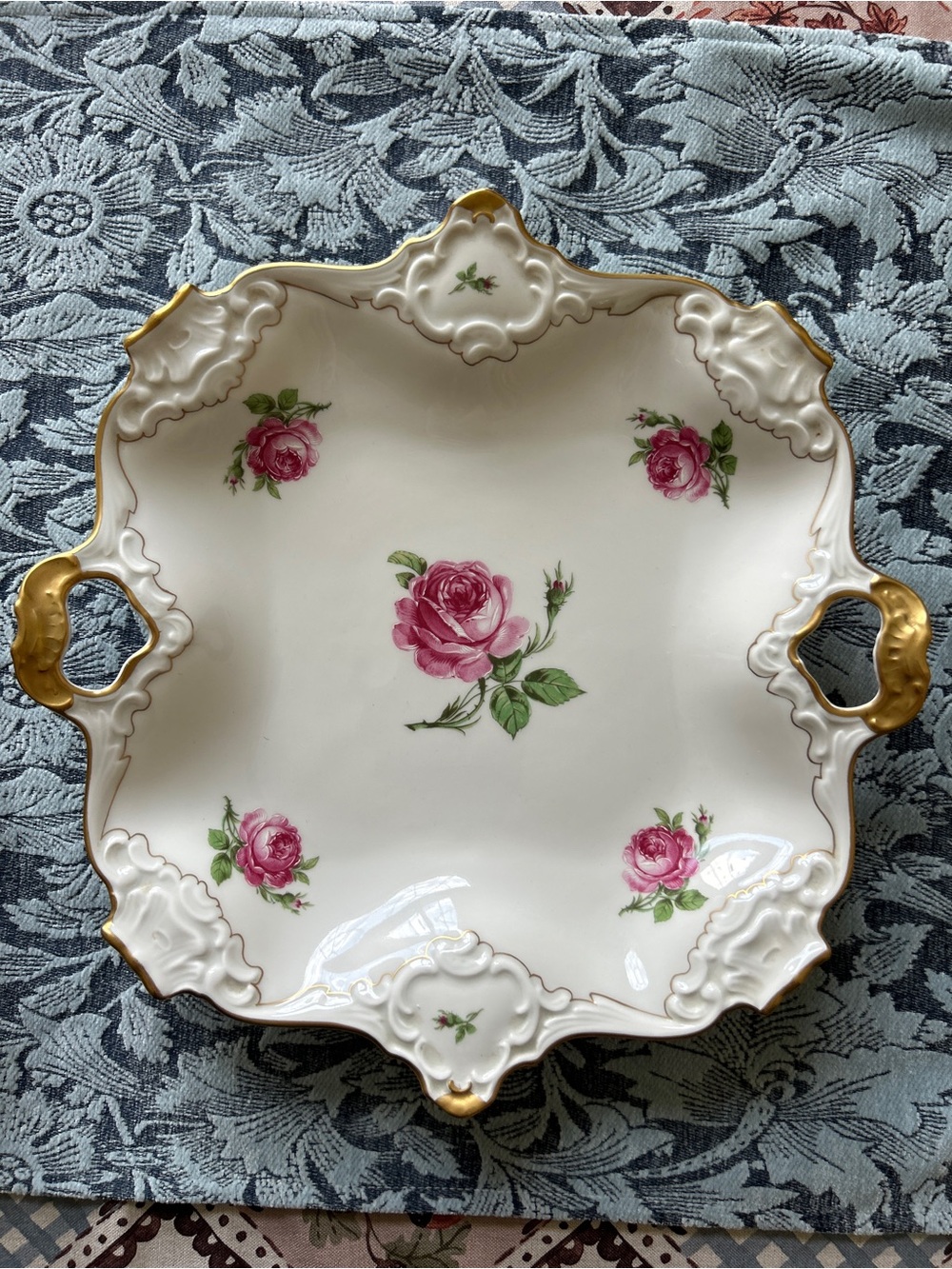 Vintage 12” Hand Painted Ornate Serving Platter / Tray Alboth & Kaiser Bavaria